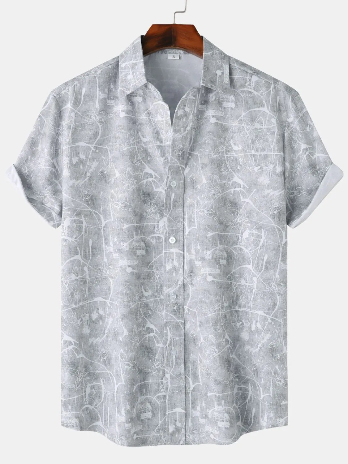Men's Printed Short Sleeve Button Down Shirt NicholesGifts