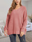 V-Neck Batwing Dropped Shoulder Sweater nicholesgifts