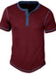 Men's Full Size Contrast Stitch Henley Polo Shirt Plus Size nicholesgifts