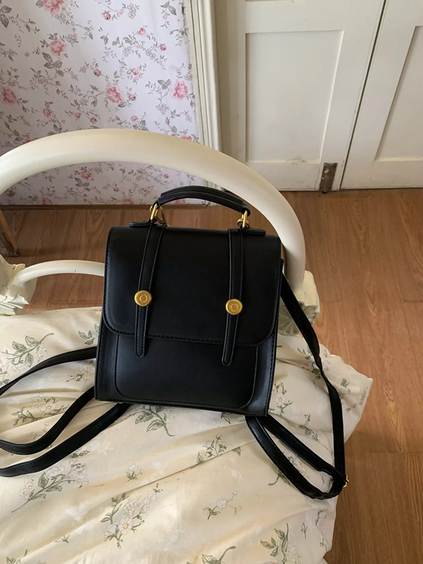 Top Handle Leather Backpack Bag nicholesgifts