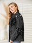 Fringe Detail Long Sleeve Denim Jacket nicholesgifts