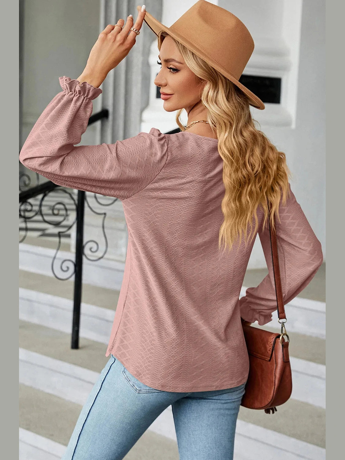 Round Neck Flounce Sleeve T-Shirt NicholesGifts