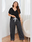 Plus Size V-Neck Top and Plaid Pants Lounge Set nicholesgifts