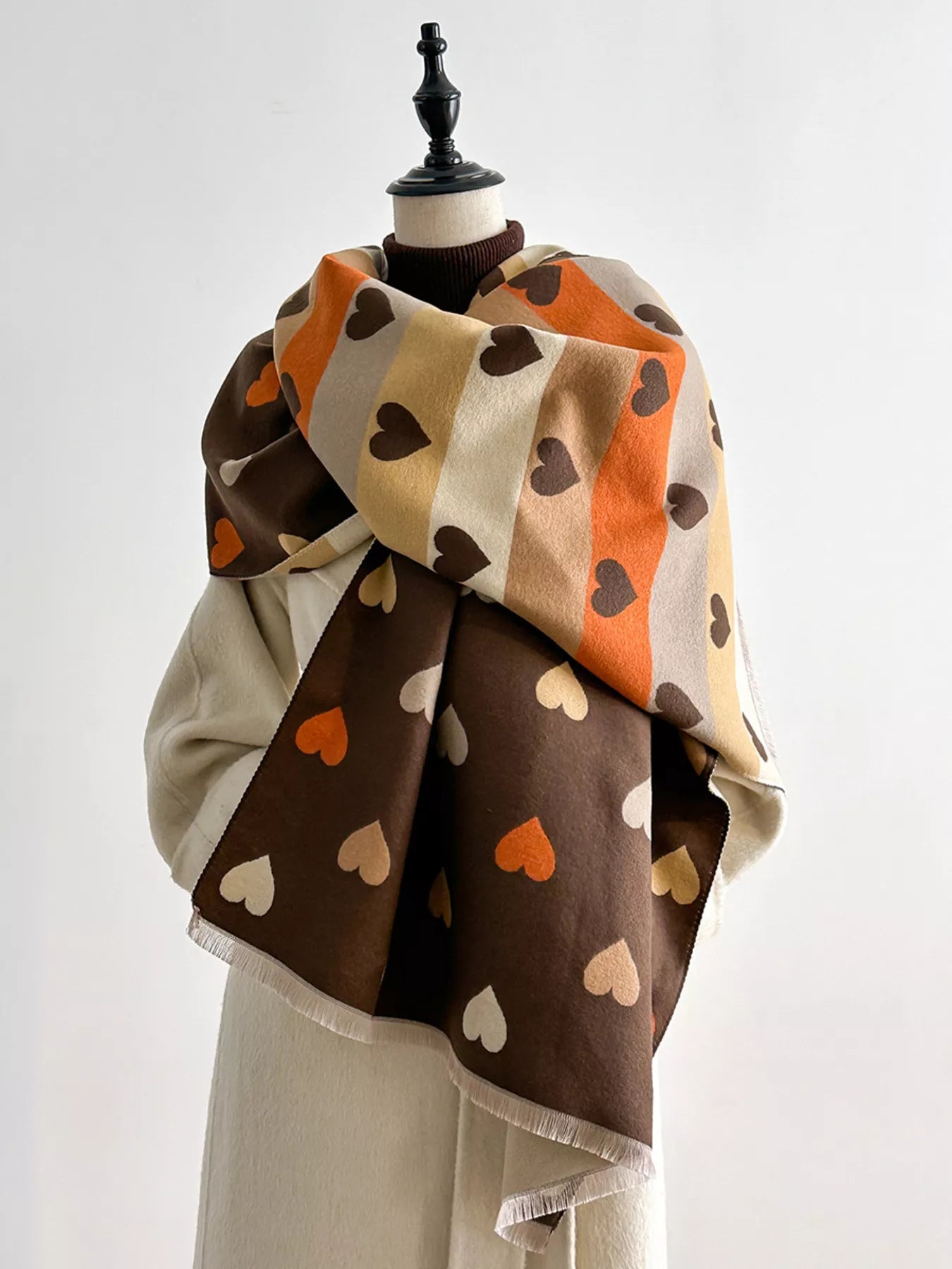 Women Heart Pattern Warm Scarf Valentine's Day Gift For Her nicholesgifts