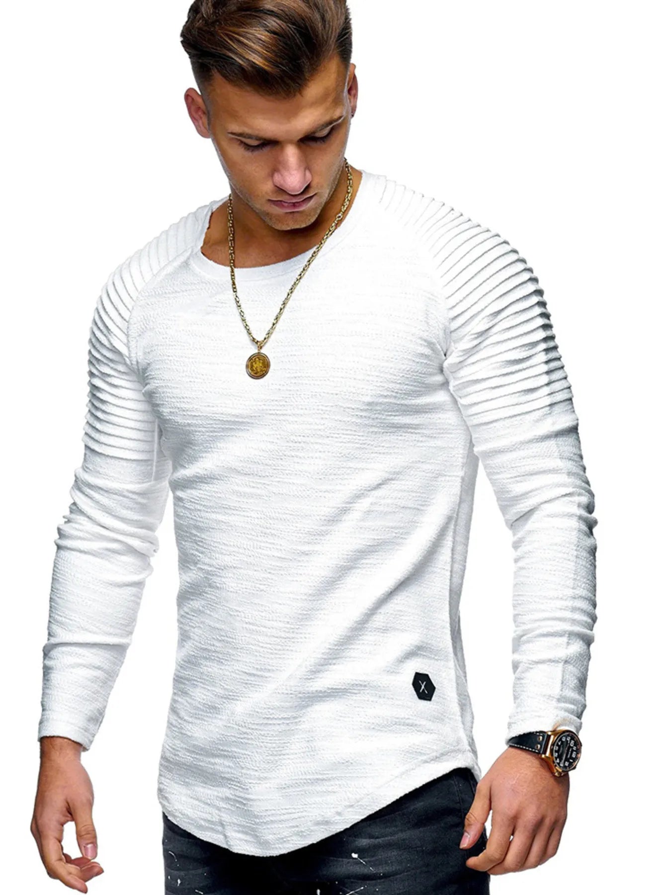 Men's Plus Size Round Neck Raglan Sleeve T-Shirt Trendsi