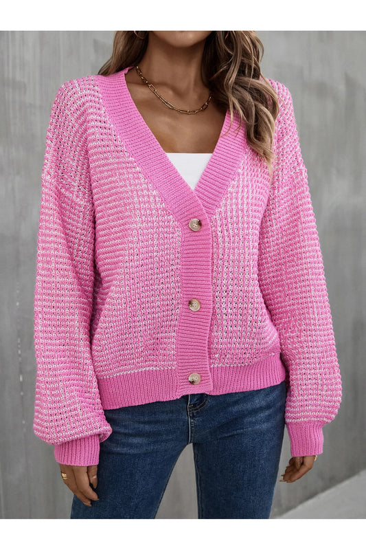 Women V-Neck Dropped Shoulder Cardigan NicholesGifts