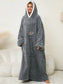 Pocketed Contrast Long Sleeve Hooded Lounge Dress nicholesgifts
