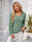 Applique V-Neck Flounce Sleeve T-Shirt nicholesgifts