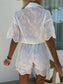 Eyelet Lace Button-Up Romper nicholesgifts