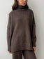 Slit Turtleneck Long Sleeve Top and Pants Sweater Set nicholesgifts