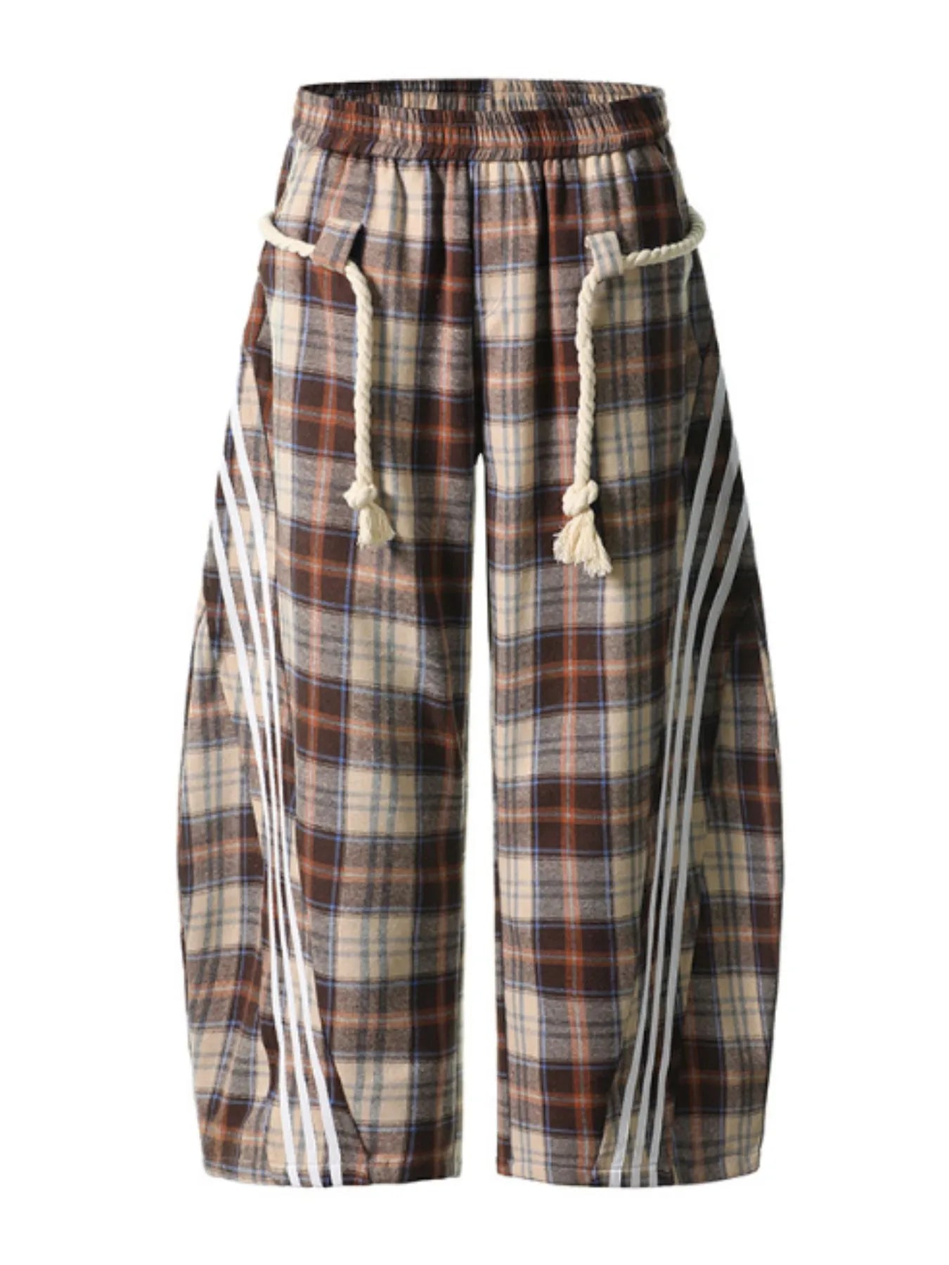 Plaid Casual Pants with Side Stripes Trendsi
