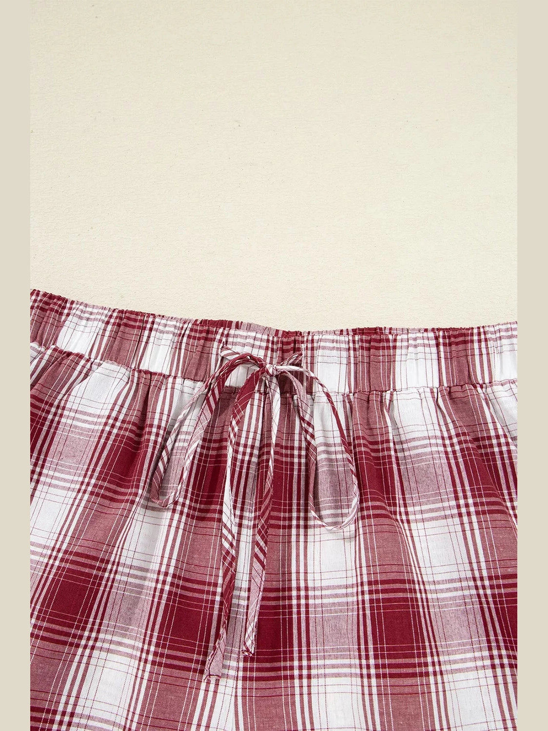 Plaid Long Sleeve Shirt and Drawstring Shorts Lounge Set nicholesgifts
