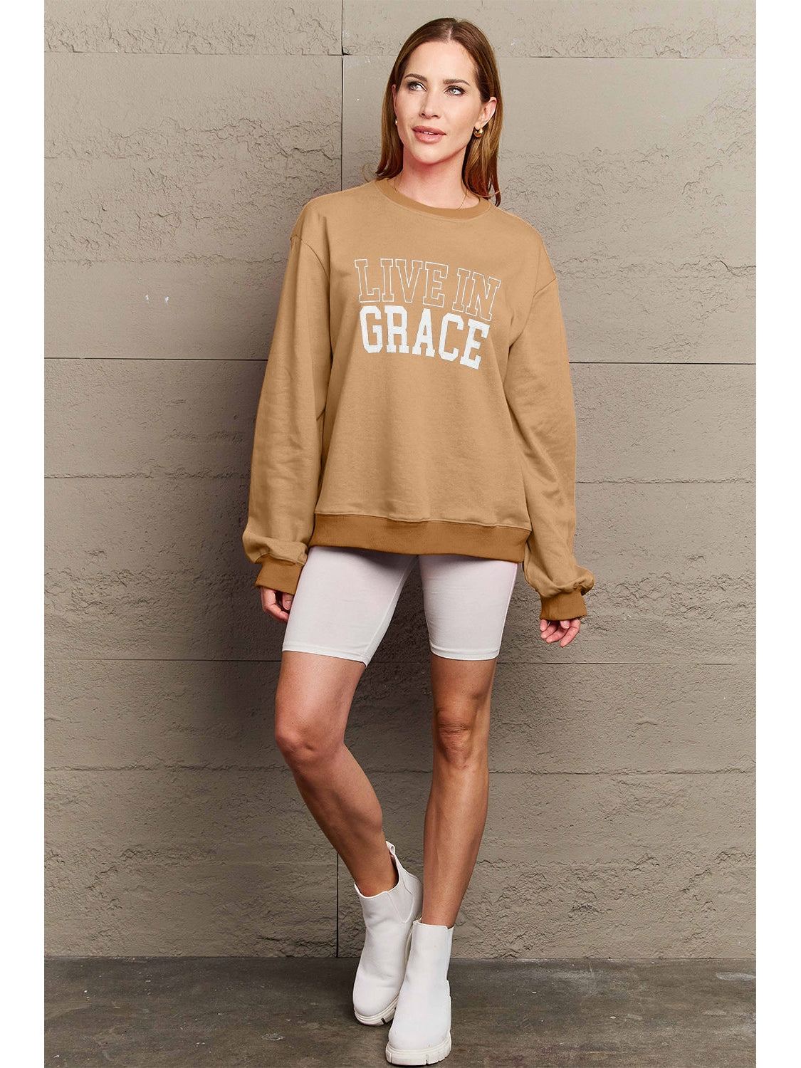 Simply Love Full Size LIVE IN GRACE Graphic Sweatshirt nicholesgifts