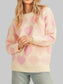 Women Heart Ribbed Hem Long Sleeve Sweater For Valentine's Day Gift For Her nicholesgifts