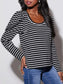 Striped Round Neck Long Sleeve T-Shirt nicholesgifts