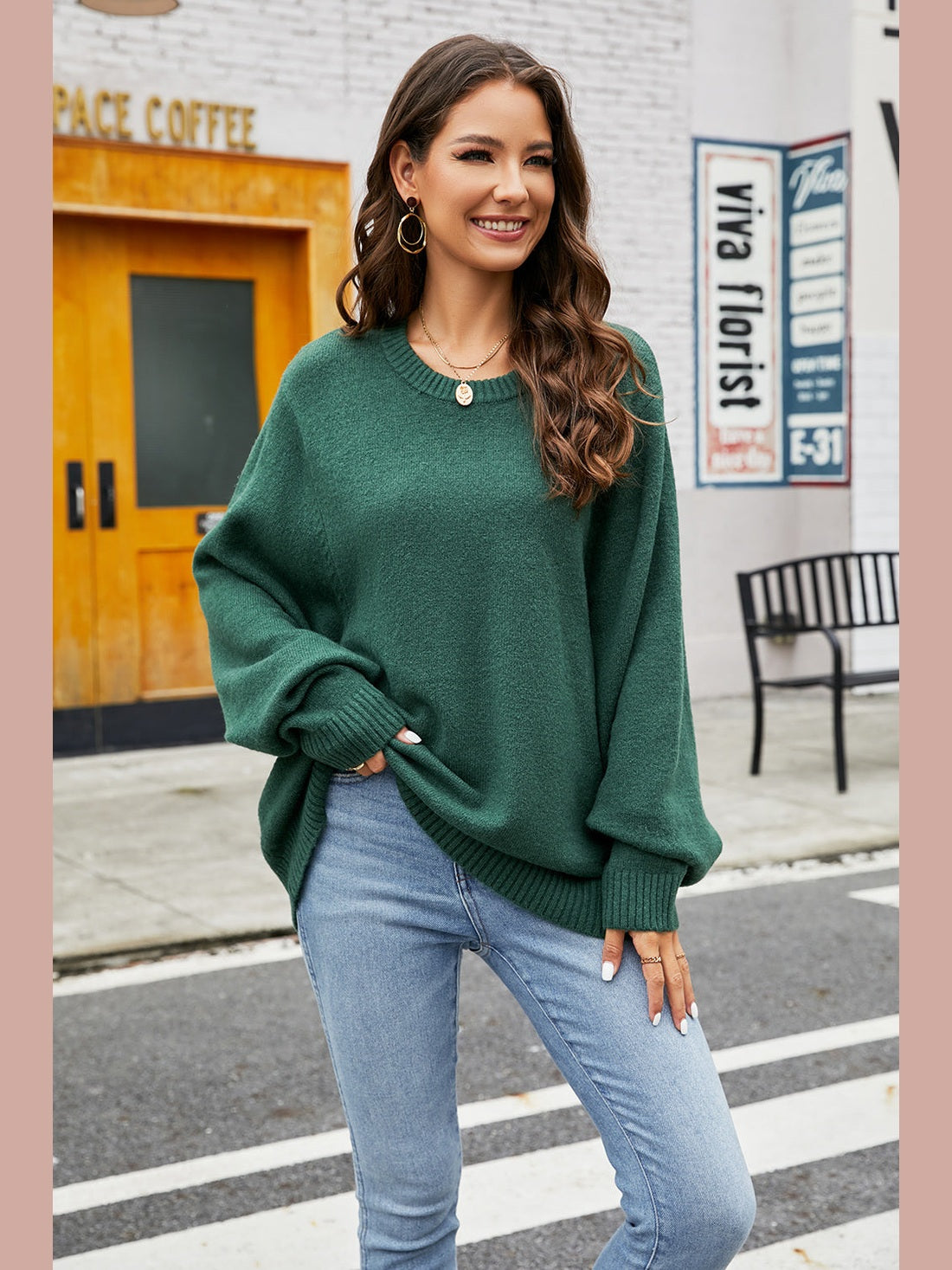 Round Neck Long Sleeve Sweater Trendsi