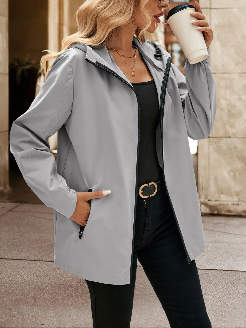 Ivy Lane Pocketed Zip Up Hooded Jacket nicholesgifts