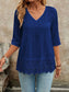Lace Hem V-Neck Blouse nicholesgifts