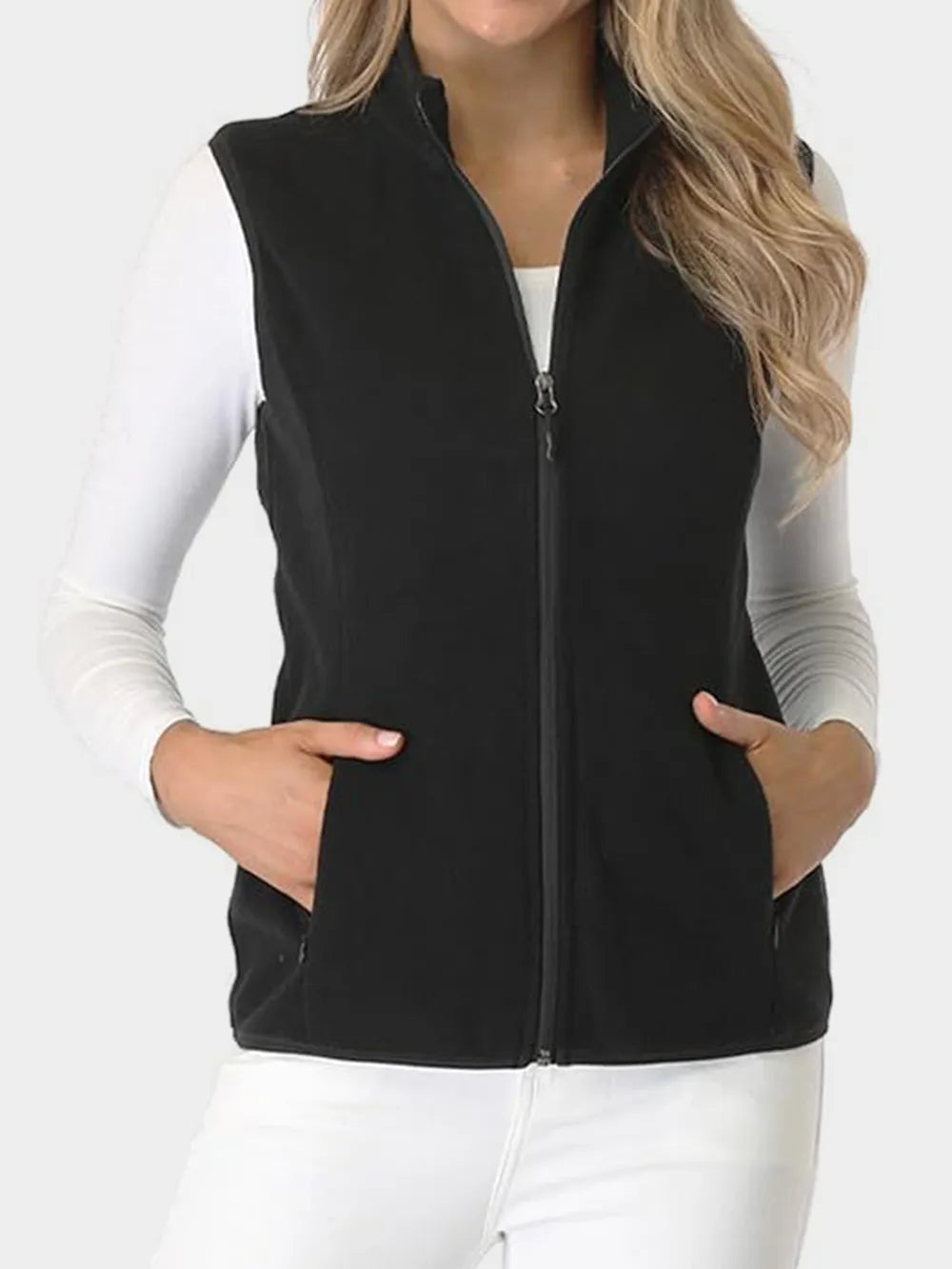 Zip Up Turtleneck Vest with Pockets nicholesgifts