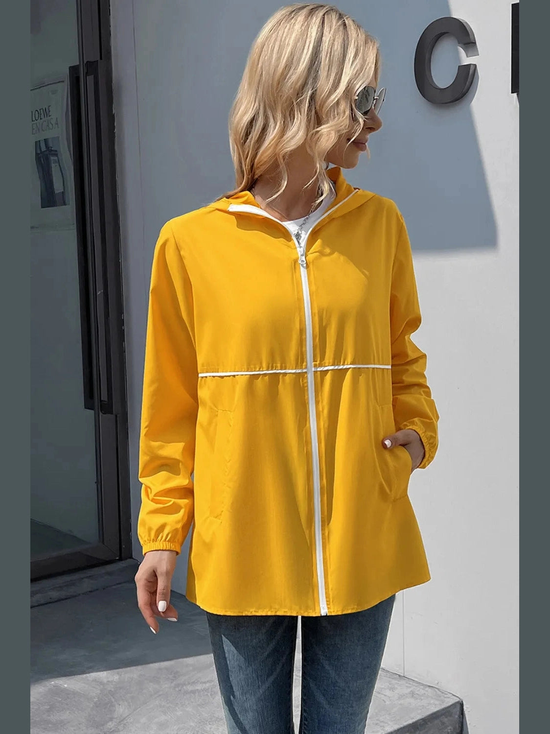 Ivy Lane Zip Up Long Sleeve Hooded Watertight Jacket nicholesgifts