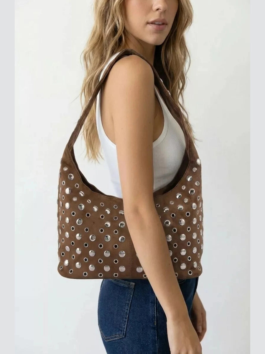 Fame Multi Rivet Studded Shoulder Bag nicholesgifts