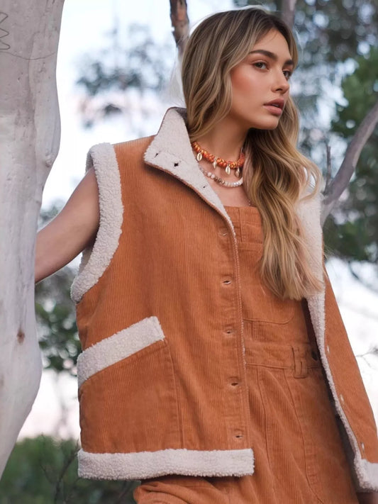 Button Up Sherpa Vest Coat nicholesgifts