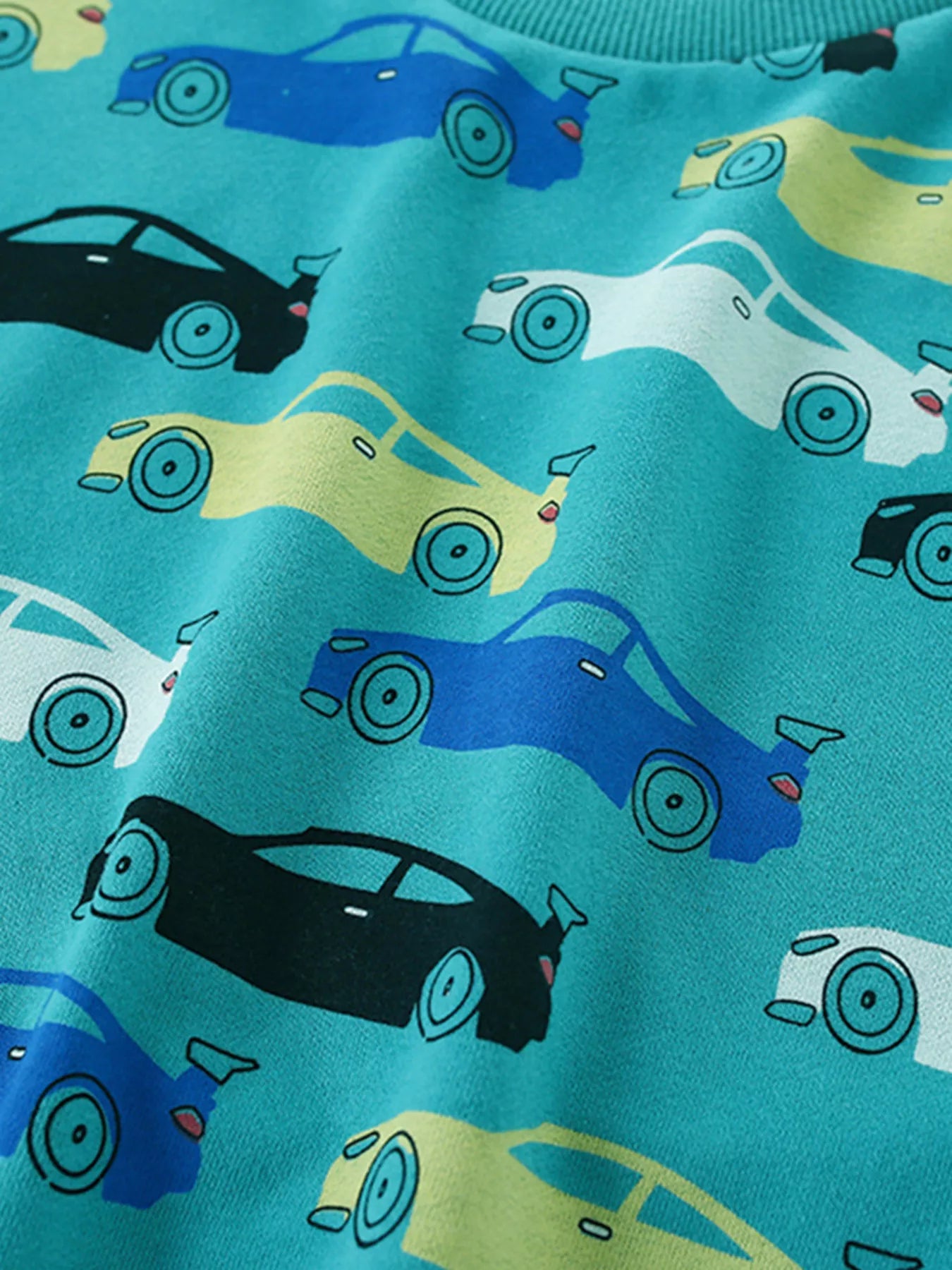 Children's Car Print Crew Neck Sweatshirt Trendsi
