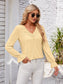 Applique V-Neck Flounce Sleeve T-Shirt nicholesgifts