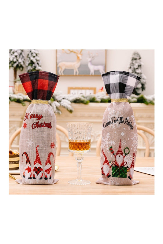 2-Piece Christmas Plaid Wine Bottle Covers nicholesgifts