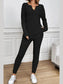 Notched Long Sleeve Top and Pants Set nicholesgifts