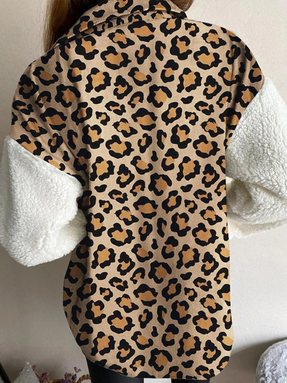 Fuzzy Button Up Long Sleeve Jacket nicholesgifts