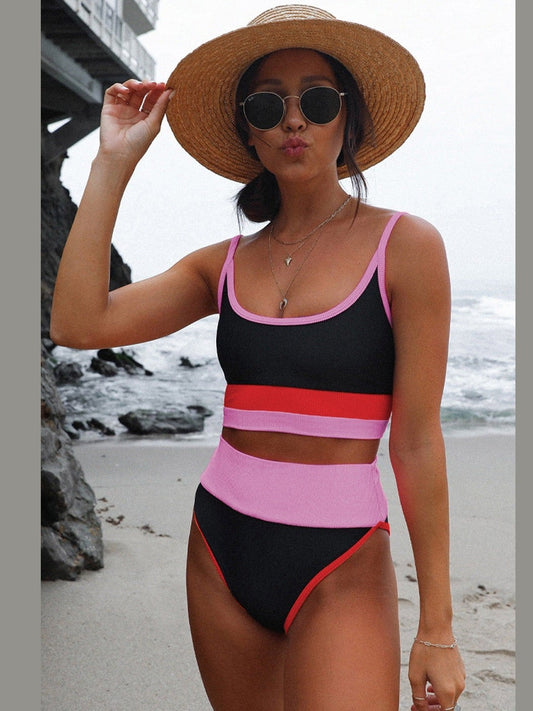 Color Block Spaghetti Strap Two-Piece Swim Set NicholesGifts