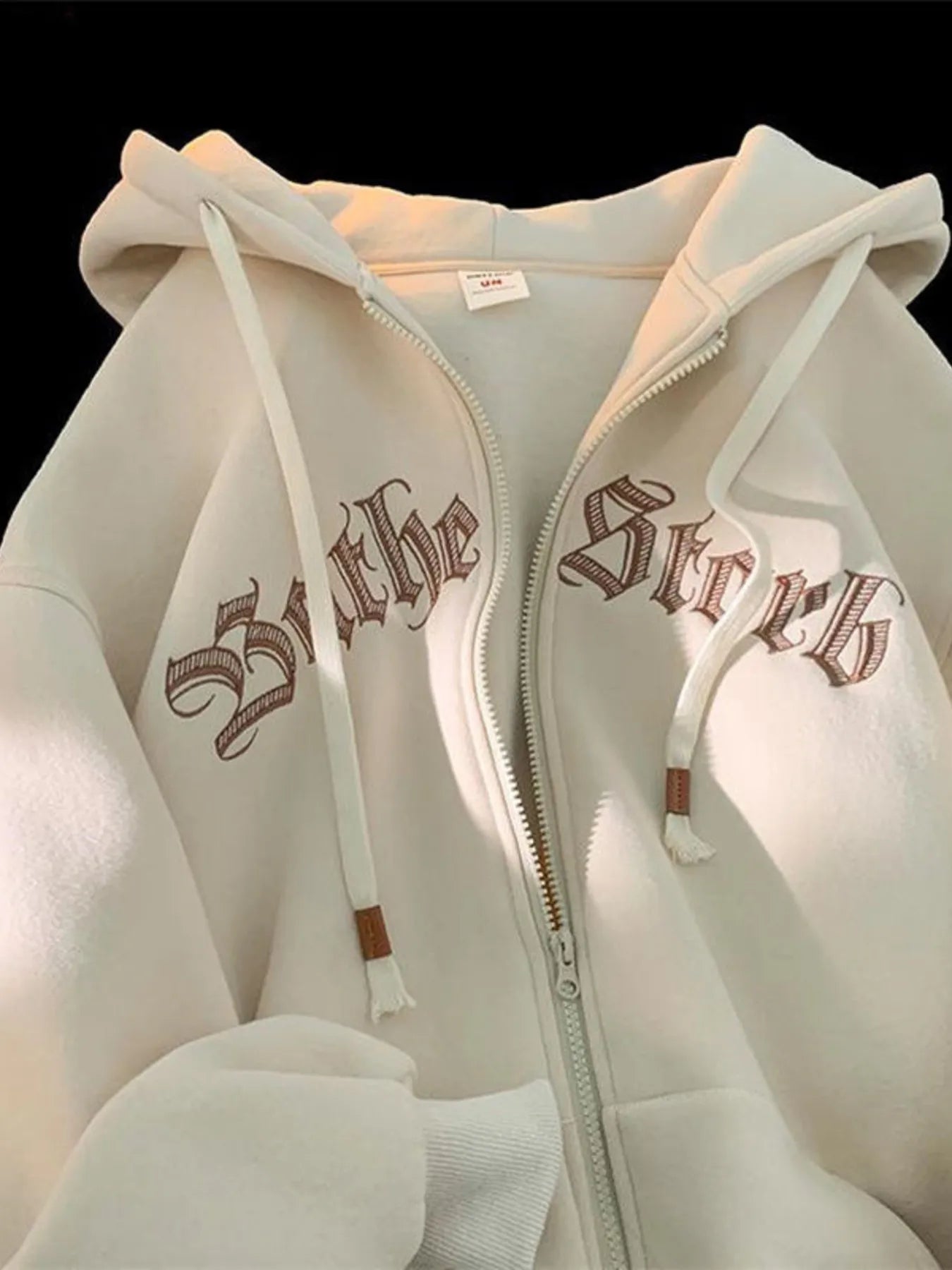 Men's Plus Size Letter Zip Up Drawstring Hoodie NicholesGifts