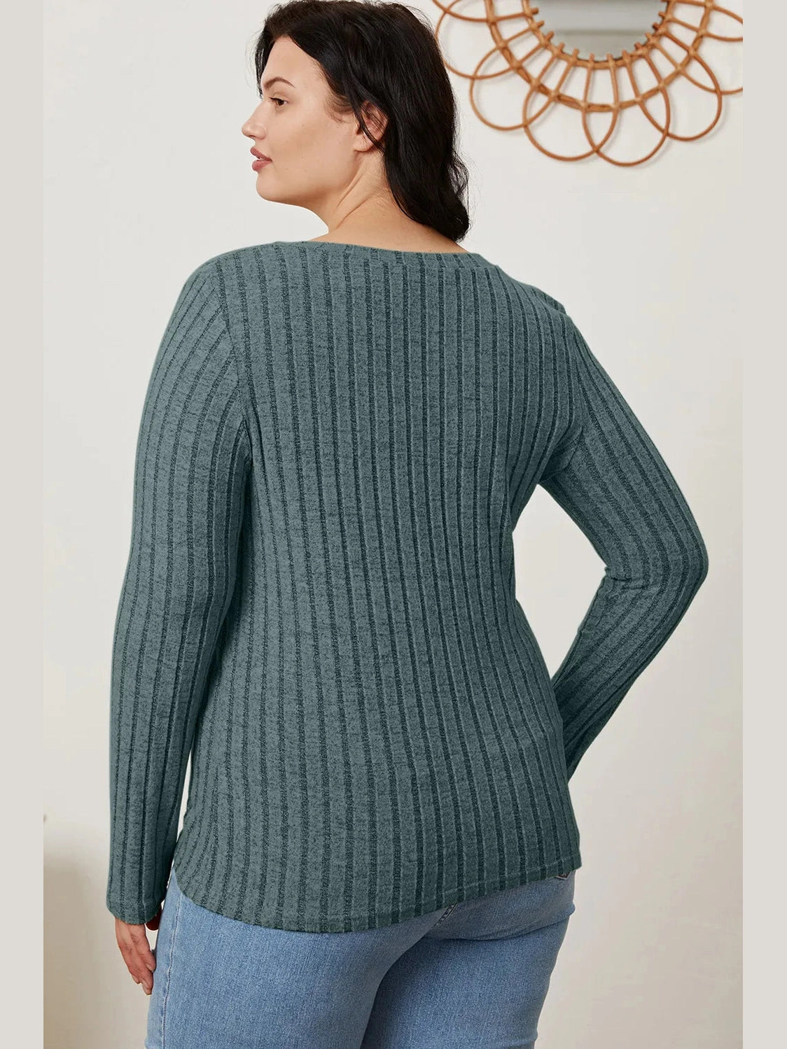 Basic Bae Full Size Ribbed V-Neck Long Sleeve T-Shirt nicholesgifts