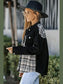 Plaid Pocketed Button Up Denim Jacket nicholesgifts
