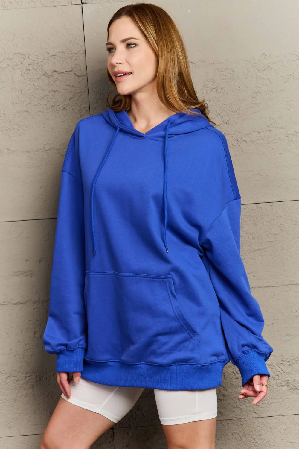 Full Size Drawstring Long Sleeve Hoodie Trendsi