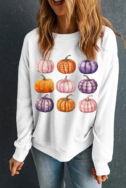 Pumpkin Graphic Long Sleeve Sweatshirt nicholesgifts