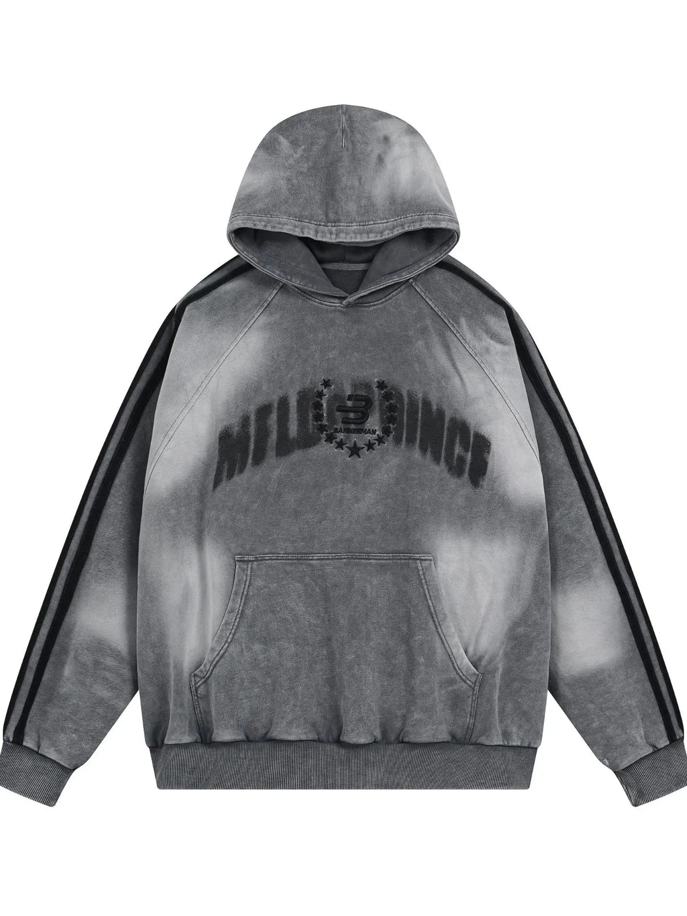 Men's Washed Graphic Striped Sleeve Hoodie NicholesGifts