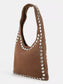 Fame Grommet Border Studded Suede Shoulder Bag nicholesgifts