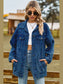 Buttoned Collared Neck Denim Jacket with Pockets nicholesgifts