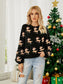 Women Reindeer Round Neck Long Sleeve Christmas Sweater nicholesgifts