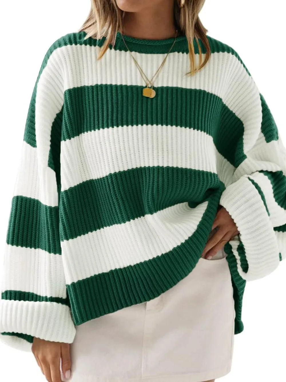 Round Neck Long Sleeve Sweater Trendsi