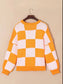 Checkered Exposed Seam Drooped Shoulder Sweater nicholesgifts