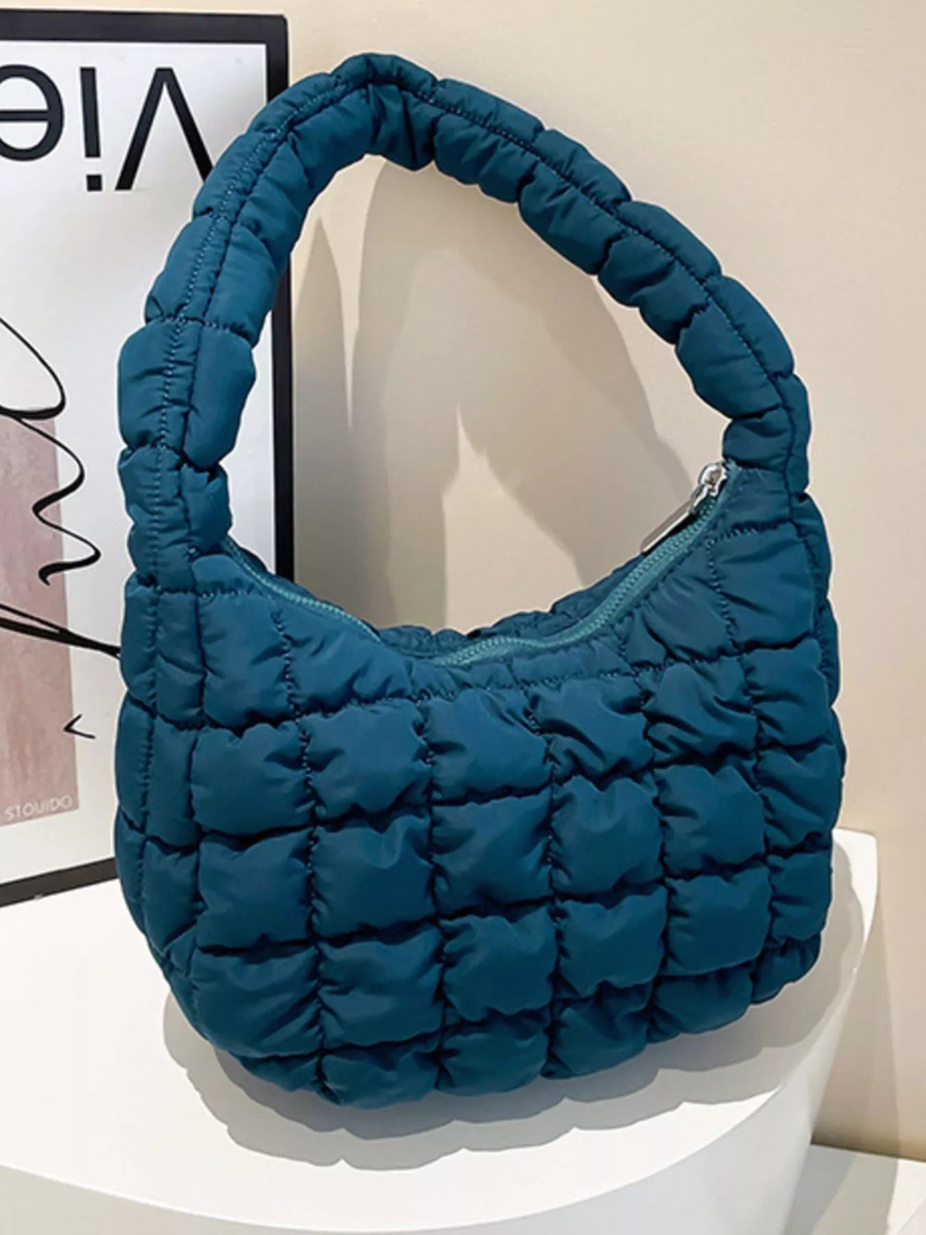 Quilted Ruched Shoulder Bag nicholesgifts