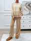Devine Slit Striped Round Neck Top and Pants Sweater Set nicholesgifts