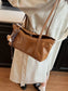 Solid Color Leather Shoulder Bag nicholesgifts
