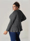 Double Take Half Button Long Sleeve Ruffle Hem Blouse nicholesgifts