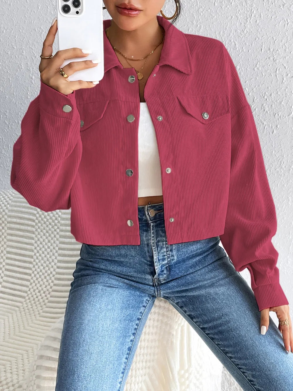 Honey Snap Down Long Sleeve Jacket nicholesgifts