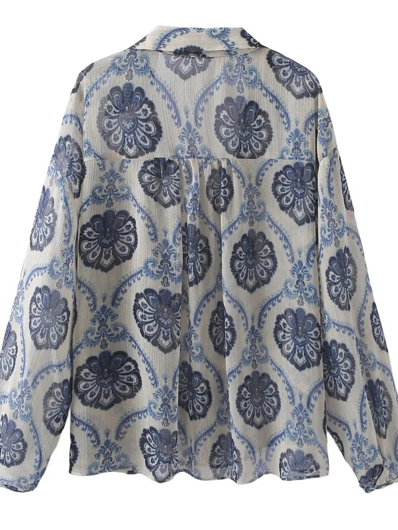 Printed Button Up Long Sleeve Dress NicholesGifts