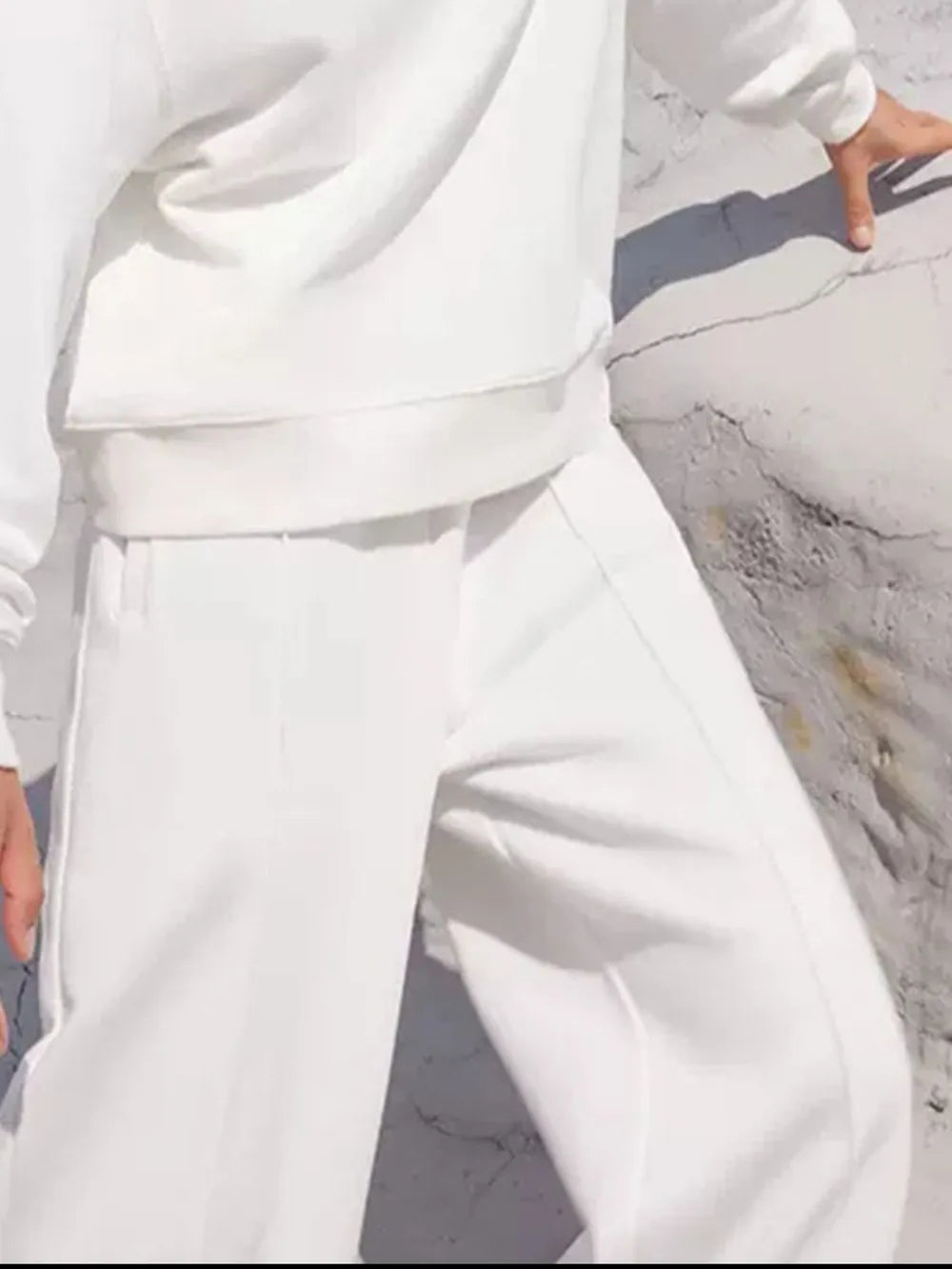 Round Neck Long Sleeve Top and Elastic Waist Pants Set nicholesgifts